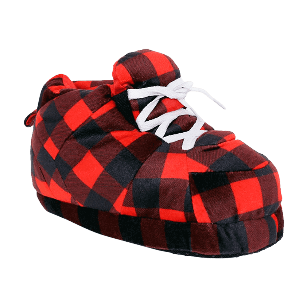 Red and black online plaid slippers